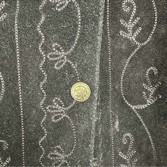 Agapo Suede Leather Vest Plus Size 1x Black Embroidered Cowboy Western Rodeo - Picture 6 of 7